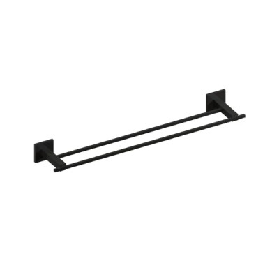Toalheiro Duplo 60 cm Cecilia Preto Fosco Metalworks By Crismoe 09.CC02.PF