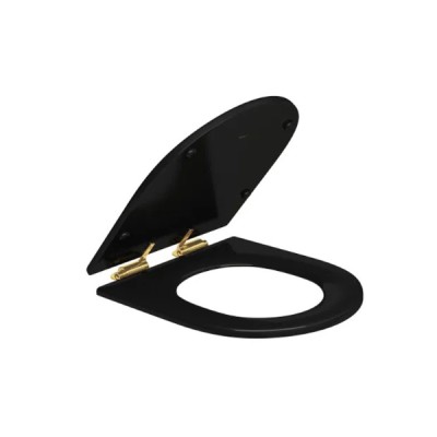 Assento Poliester Slow Close Ébano Carrara/Link fixação Gold Deca AP.237.GL.95