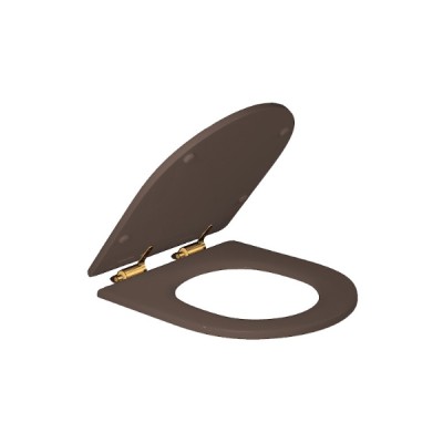 Assento Poliester Slow Close Carrara/Link fixação Gold Matte Marrom fosco Deca AP.237.GL.MT.22