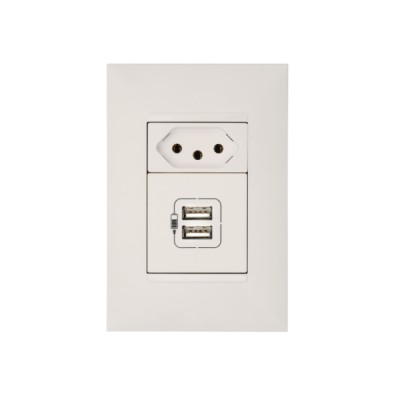 Conjunto de Tomada 10A/2xUSB Branco Plus+ Pial Legrand