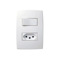 Conjunto Interruptor Simples 10A / Tomada 10A Pial Plus Pial Legrand