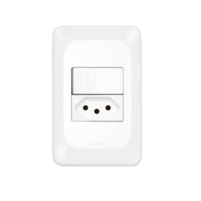 Conjunto Interruptor Simples 10A/Tomada de Energia 10A Pial Pop - Pial Legrand