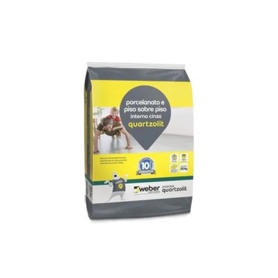 Argamassa Porcelanato e Piso sobre Piso Interno Cinza 20kg - Quartzolit