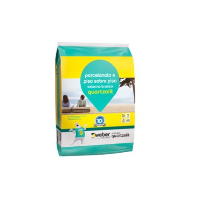 Argamassa Porcelanato e Piso sobre Piso Externa Branca 20kg - Quartzolit