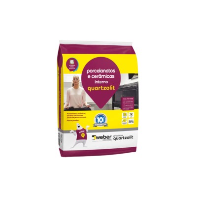 Argamassa Porcelanato e Cerâmica Interno Cinza 20kg Quartzolit 