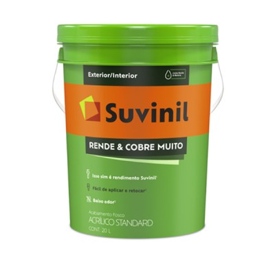 Tinta Acrílica Rende &amp; Cobre Muito Branco 20 litros Suvinil