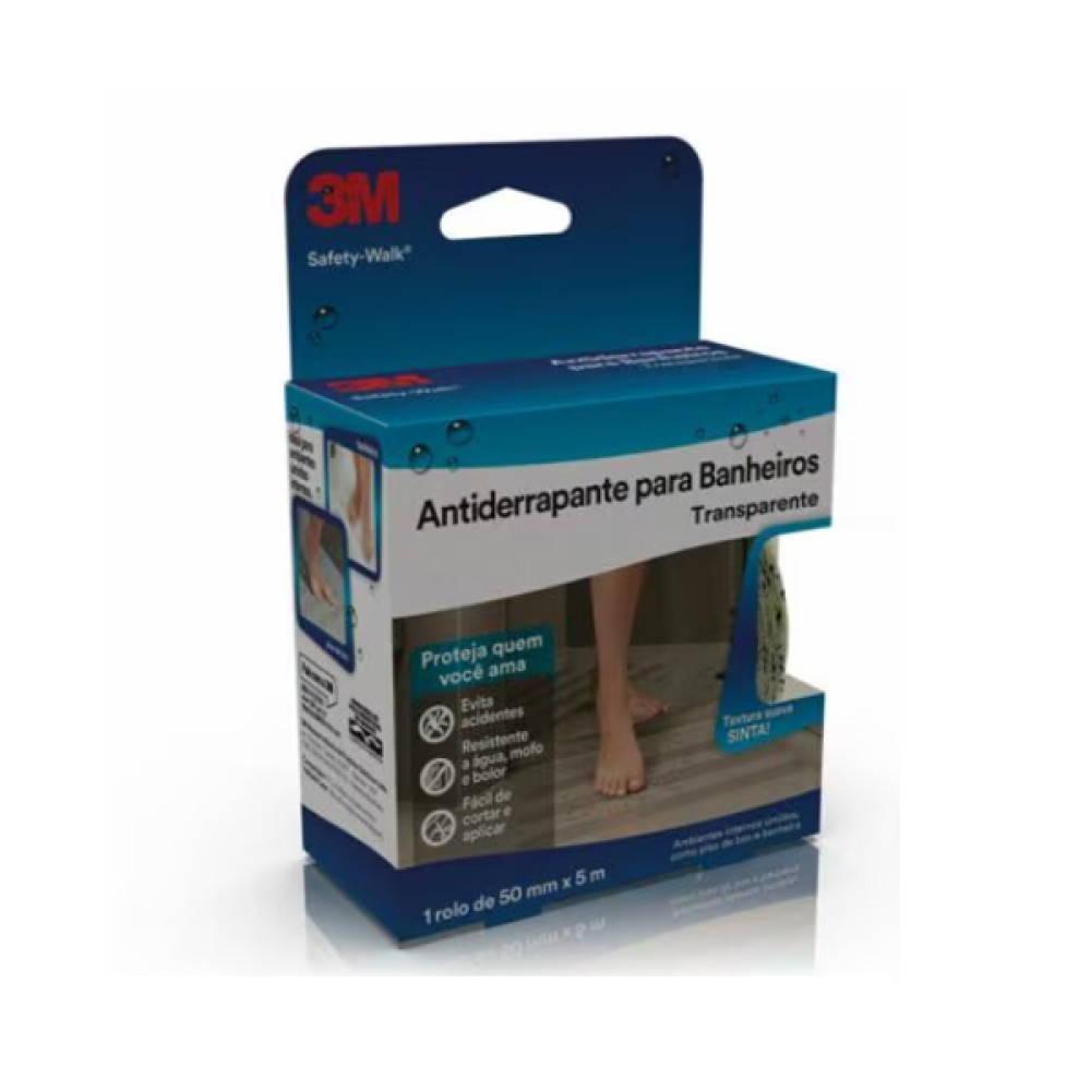 Fita Antiderrapante para Banheiros Safety-Walk Transparente 50mm x 5m - 3m