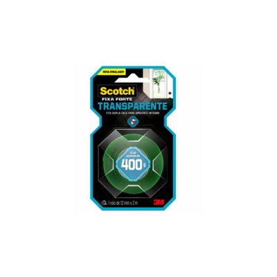 Fita Dupla Face 3M Scotch Fixa Forte Transparente 12mm X 2m
