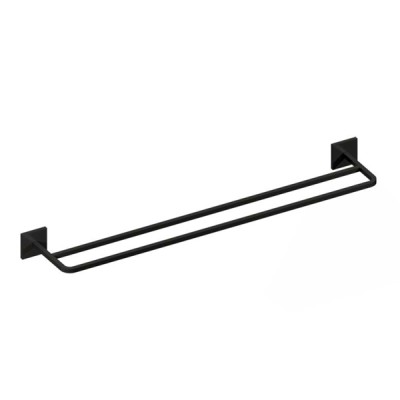 Toalheiro Duplo 60Cm Quada Preto Brilhante Metalworks 09.QD02.PB