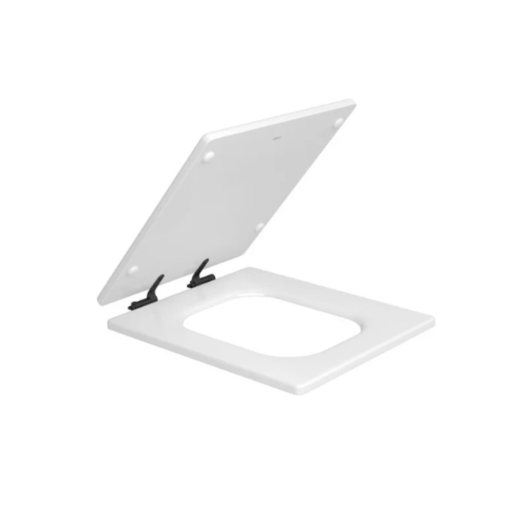 Assento Poliester Slow Close Quadratta Branco Fixação Black Matte AP.44.BL.MT.17 - Deca