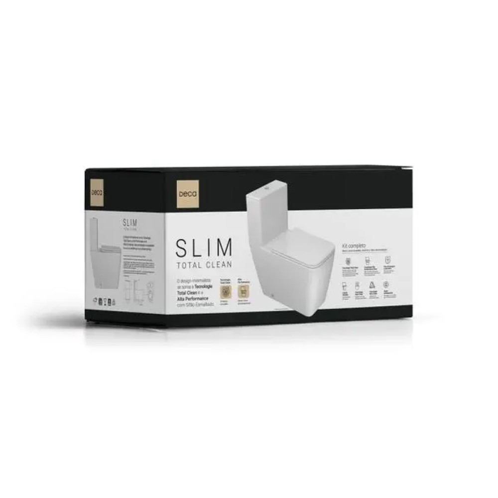 Kit Completo Bacia com Caixa Acoplada Slim Total Clean Branco KP.8620.17 - Deca
