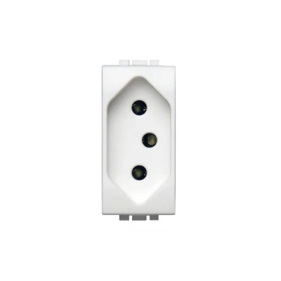 Módulo Tomada 2P+T 10A 250V Branca Living Light Bticino