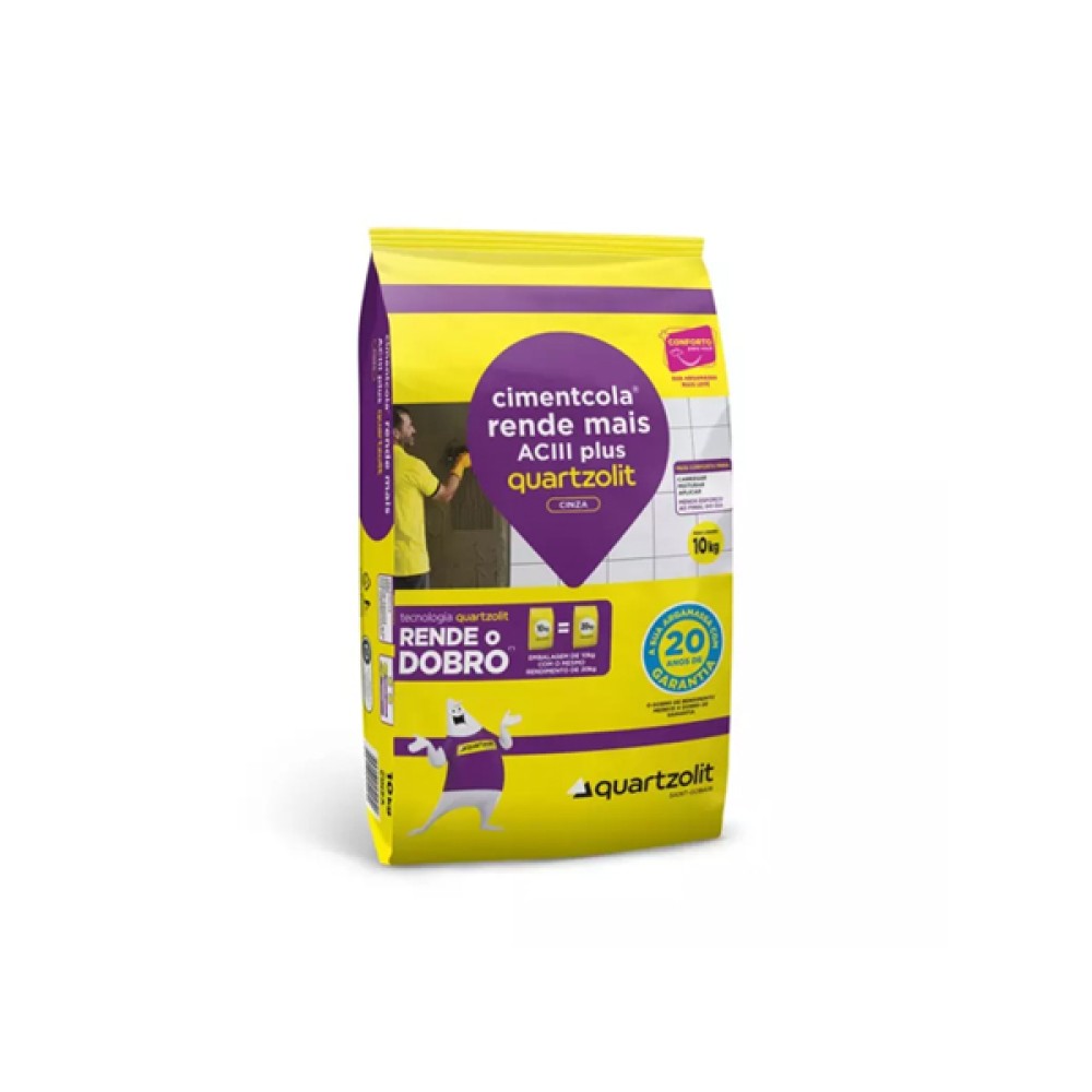 Argamassa Cimentcola Rende Mais AC3 Plus Cinza 10kg - Quartzolit