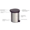 Lixeira com Pedal New em Aço Inox com Acabamento Polido 12 L 94538712 - Tramontina - vista 2
