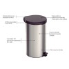 Lixeira com Pedal New em Aço Inox com Acabamento Polido 20 L 94538720 - Tramontina - vista 2