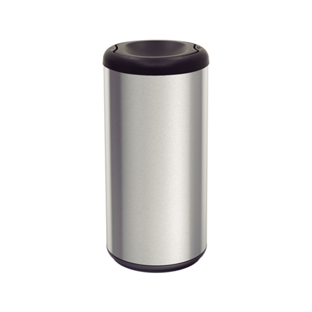 Lixeira Piemonte Preto Inox Acabamento Acetinado Basculante 40L 94539200 - Tramontina