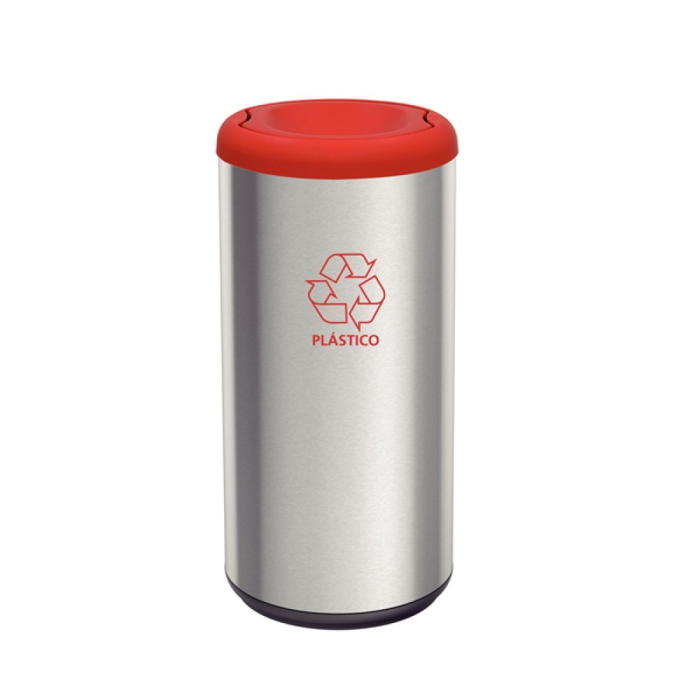 Lixeira Piemonte Vermelho Inox Acabamento Acetinado Basculante 40L 94539202 - Tramontina