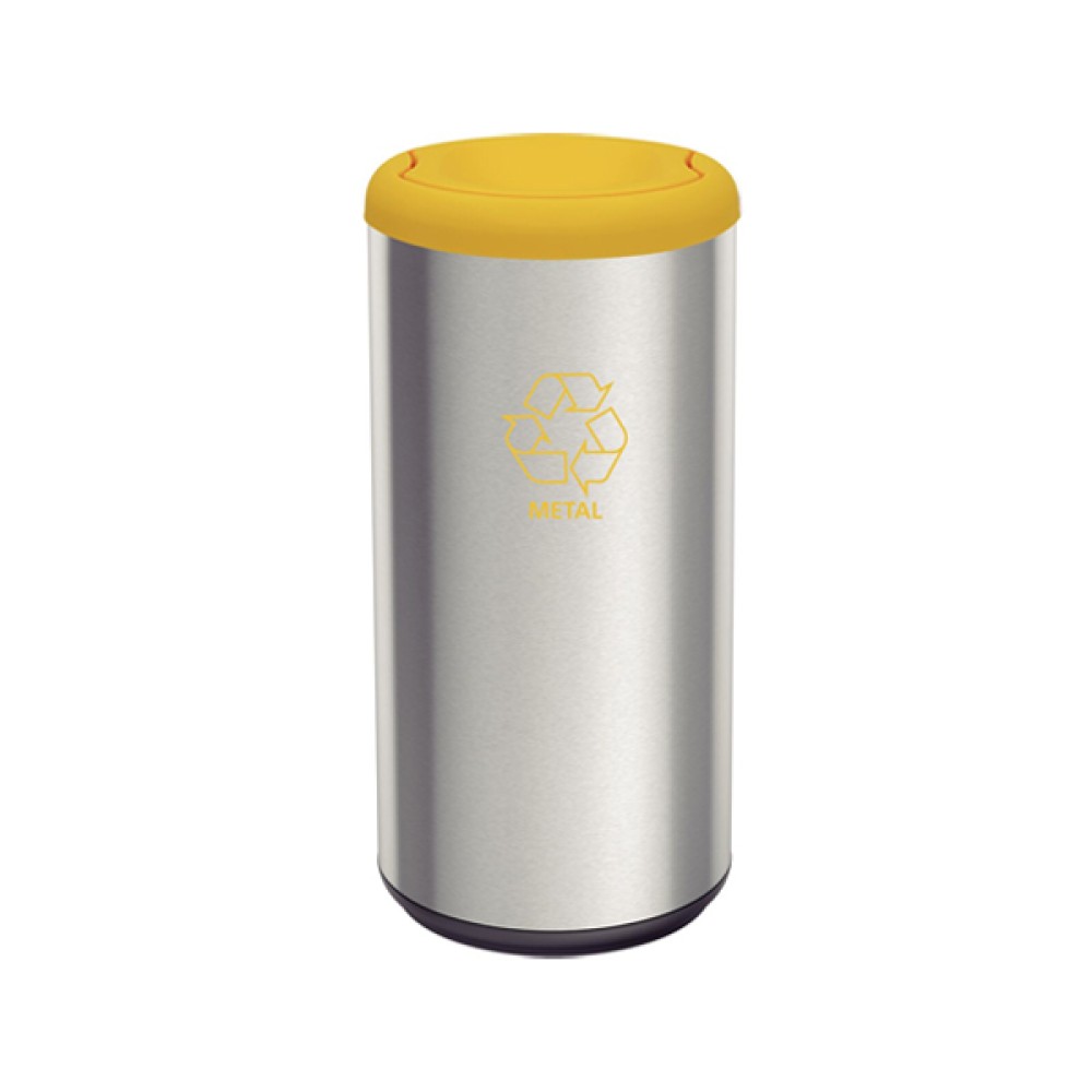 Lixeira Piemonte Amarelo Inox Acabamento Acetinado Basculante 40L 94539204 - Tramontina
