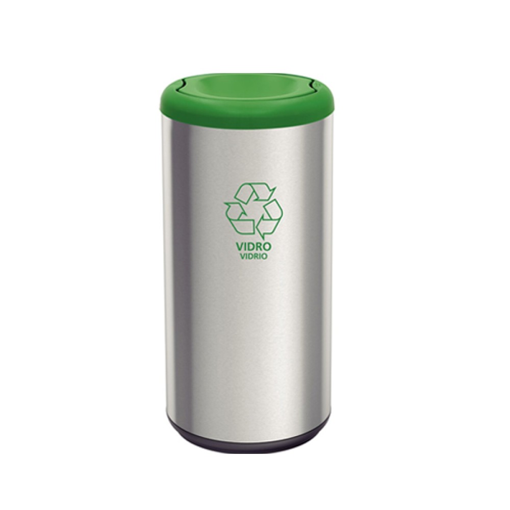 Lixeira Piemonte Verde Inox Acabamento Acetinado Basculante 40L 94539205 - Tramontina