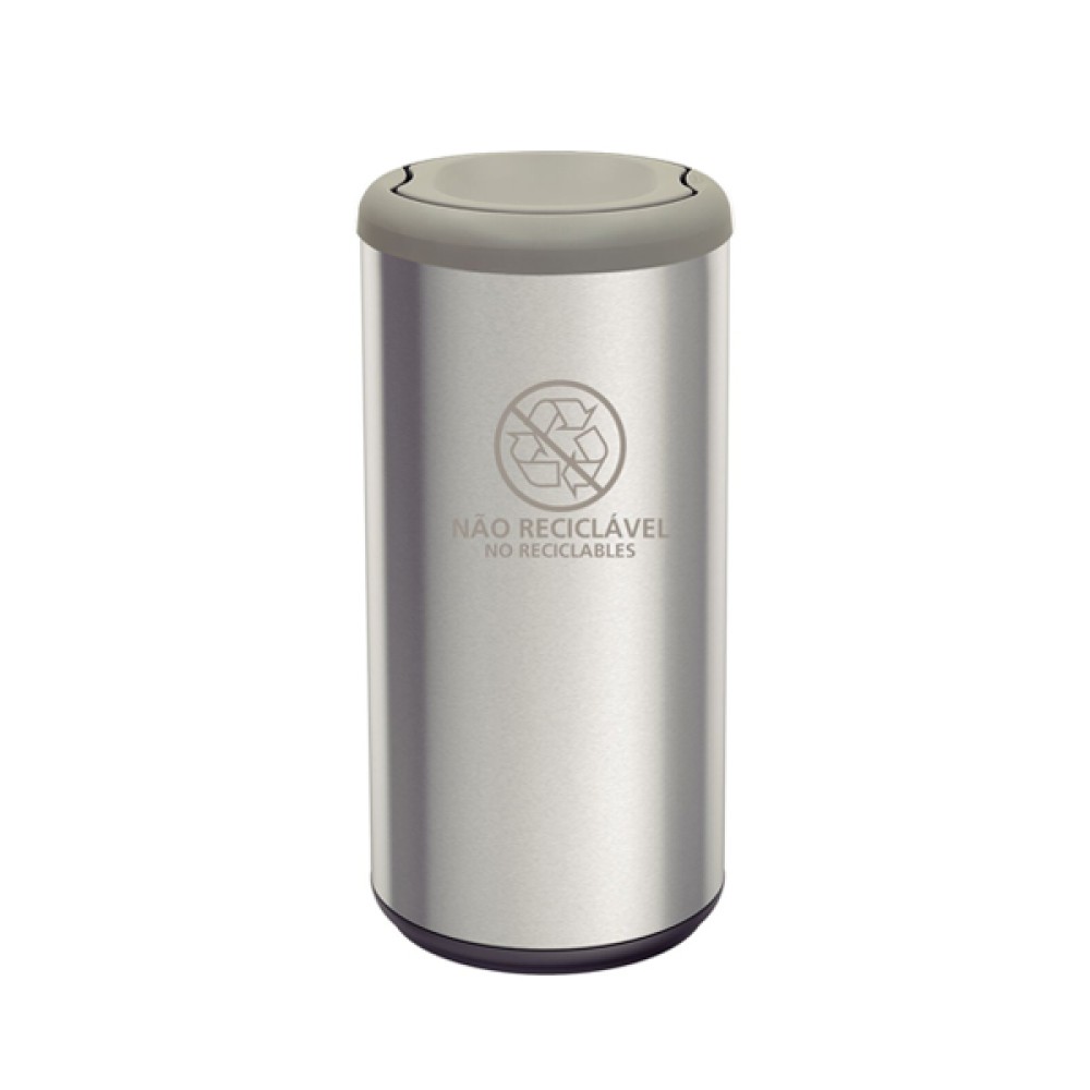 Lixeira Piemonte Cinza Inox Acabamento Acetinado Basculante 40L 94539206 - Tramontina