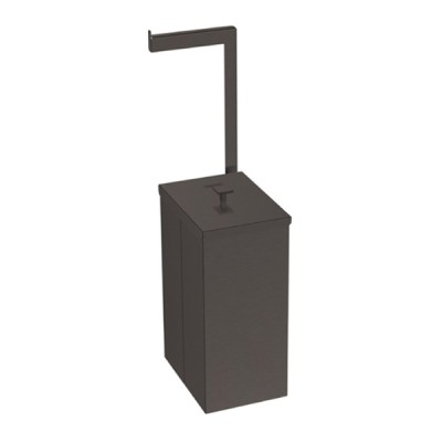 Lixeira Tramontina Luz Slim em Aço Inox Acabamento Acetinado Revestimento Black Matte Suporte para Papel Higiênico 5,5 L 94540082