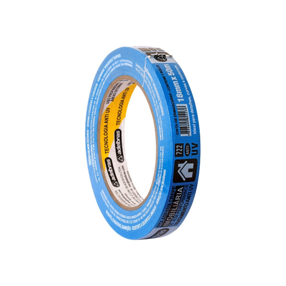Fita Crepe Imobiliária Azul Anti UV 722 24mm x 50m - Adelbras