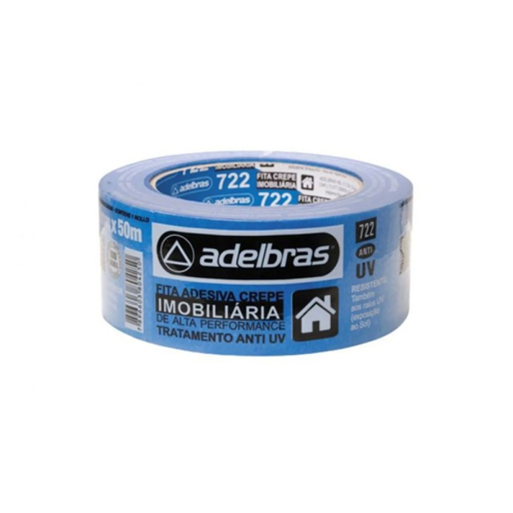Fita Crepe Imobiliária Azul Anti UV 722 48mm x 50m - Adelbras