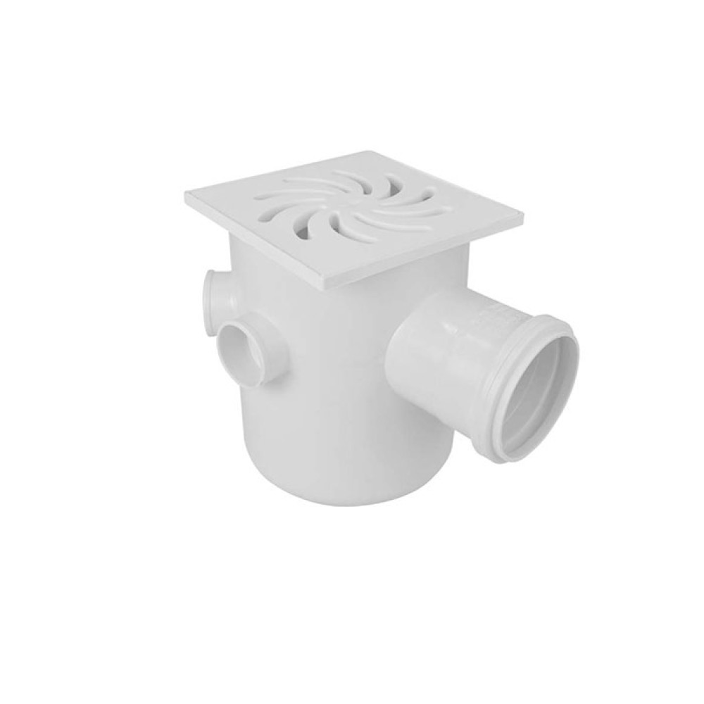 Caixa Sifonada Quadrada 5 Entradas Dn 150 X 185 X 75 Gr Branca 20771 - Amanco