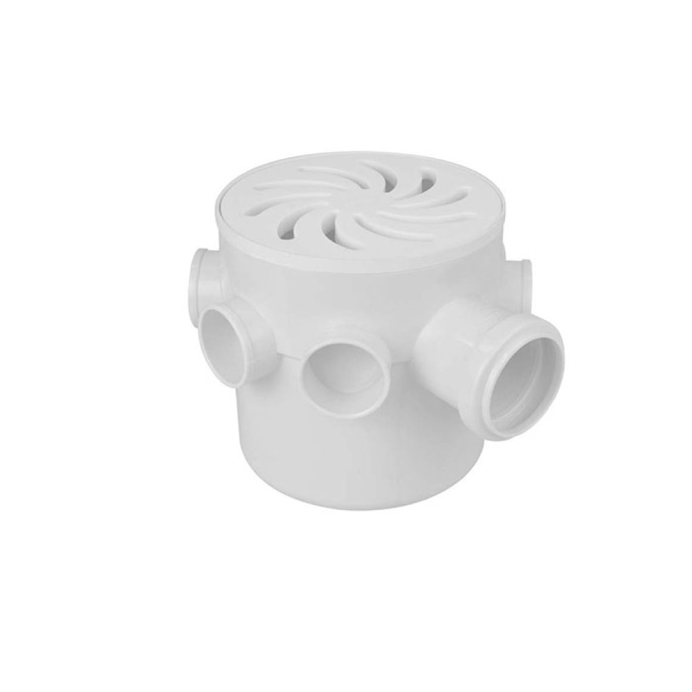 Caixa Sifonada Redonda 7 Entradas Dn 150 X 150 X 50 Gr Branca 20774 - Amanco