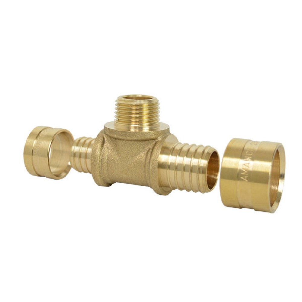 Tê M Terminal Metálico Redução Dn 20 X 1/2 X Dn 16 Água Quente PEX 99422 - Amanco