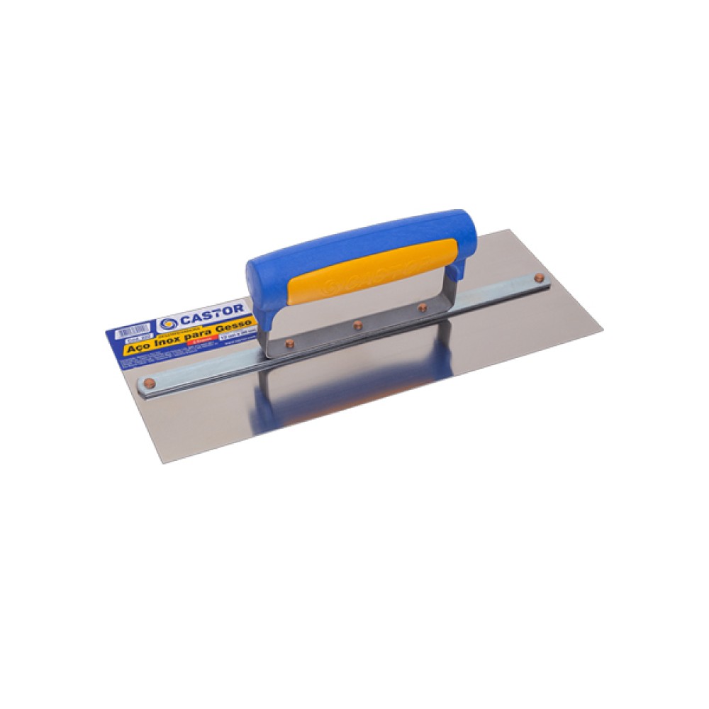 Desempenadeira Lisa Aço Inox para Gesso 12x30cm - Castor