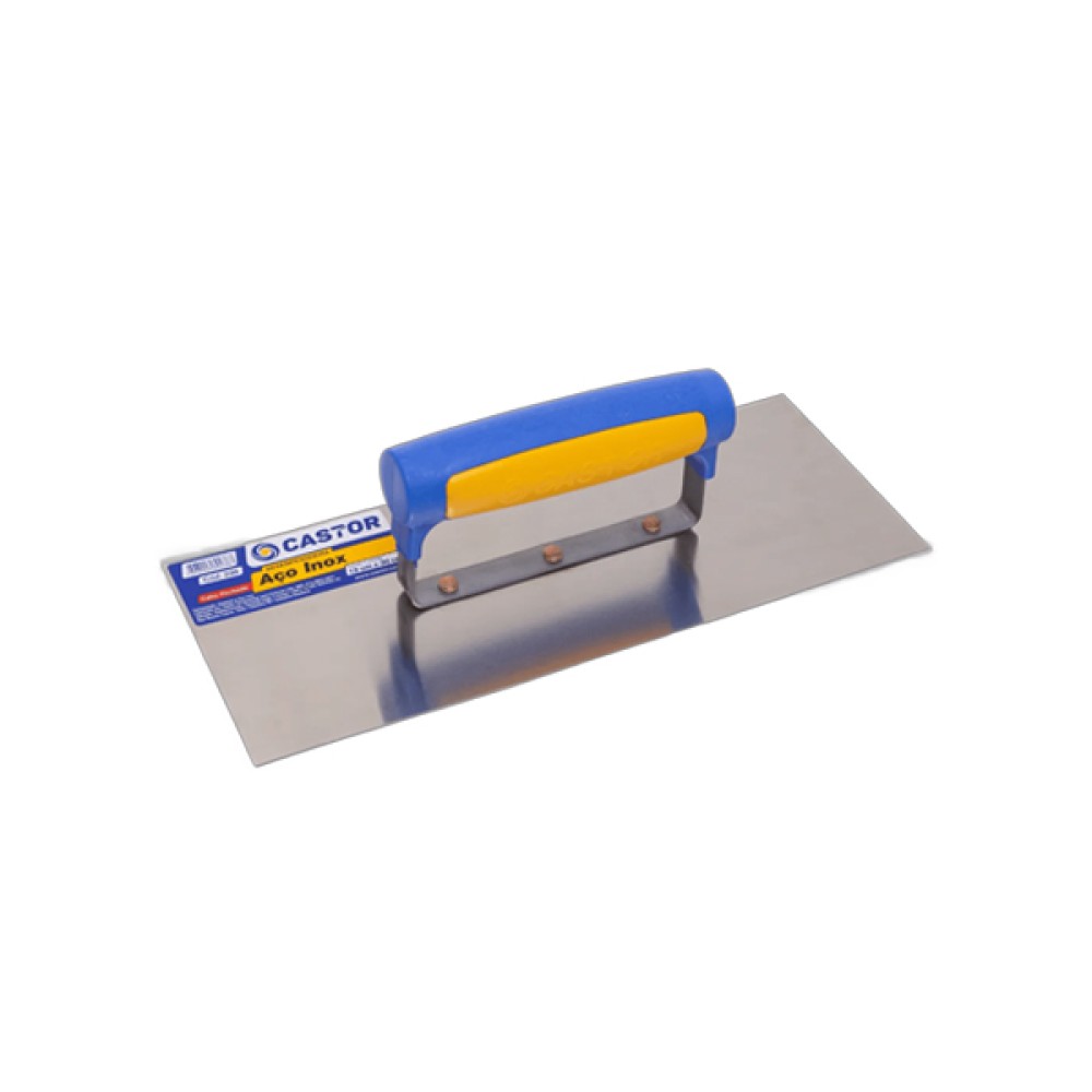 Desempenadeira Lisa de Aço Inox 12x30cm - Castor