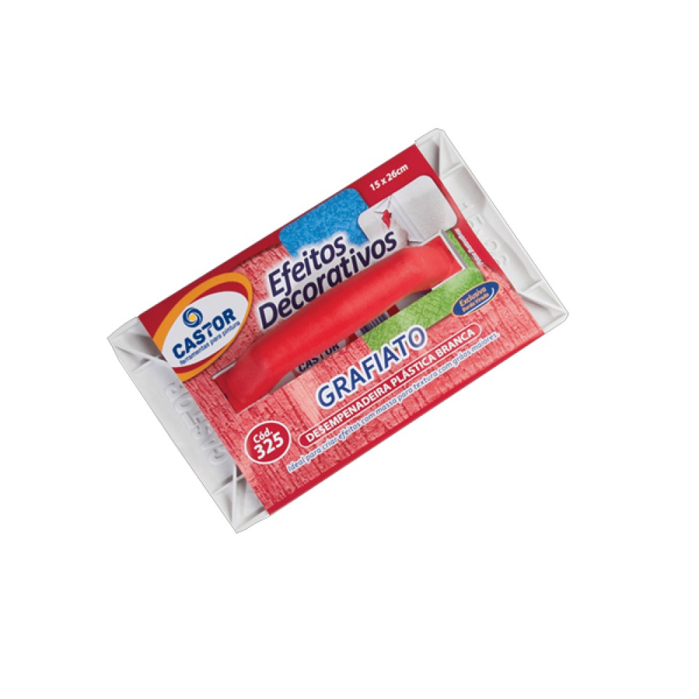Desempenadeira Mini Plástica PVC para Grafiato 15x26cm - Castor