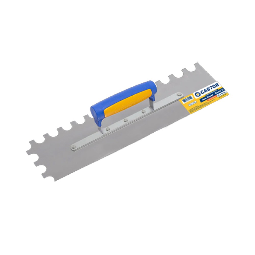 Desempenadeira de Aço Dentada “U” 20mm 12x40cm - Castor