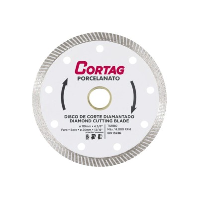Disco Diamantado Turbo para Porcelanato 4.3/8" 110x20mm Cortag