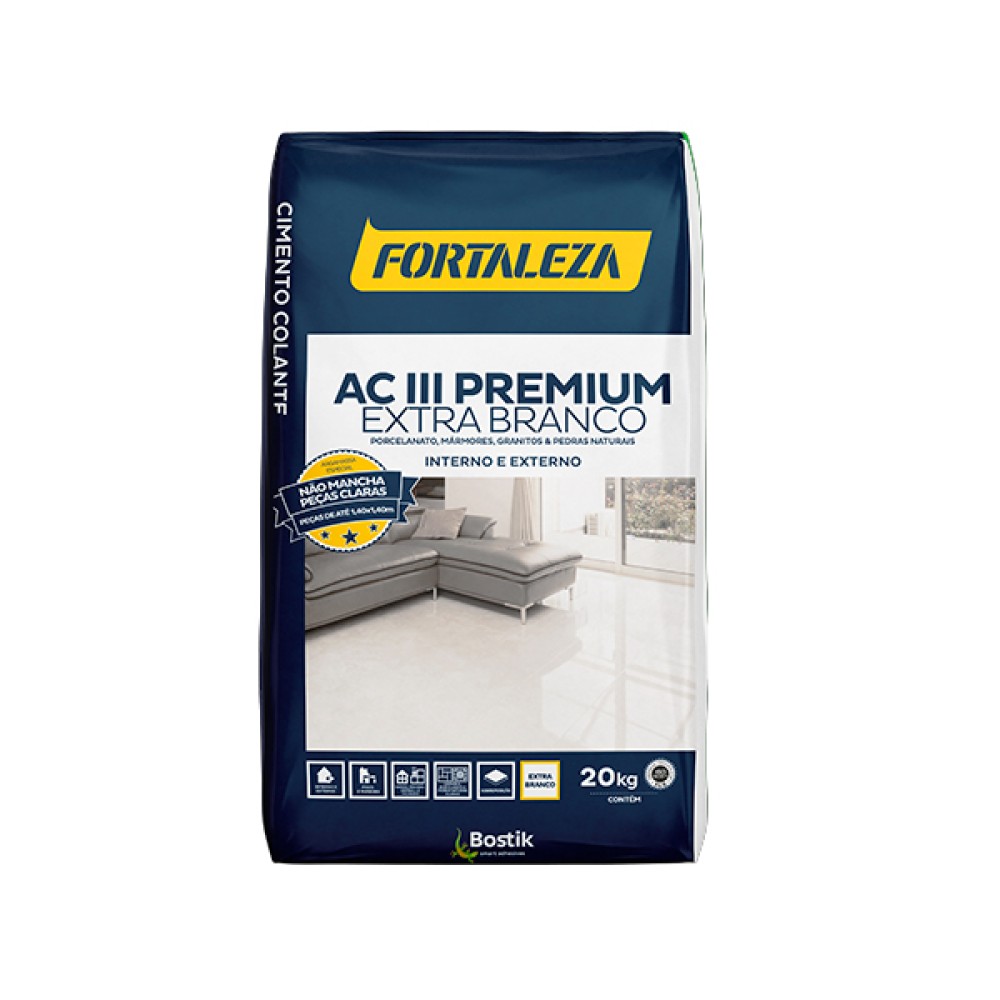 Argamassa AC3 Premium Extra Branco 20kg - Fortaleza