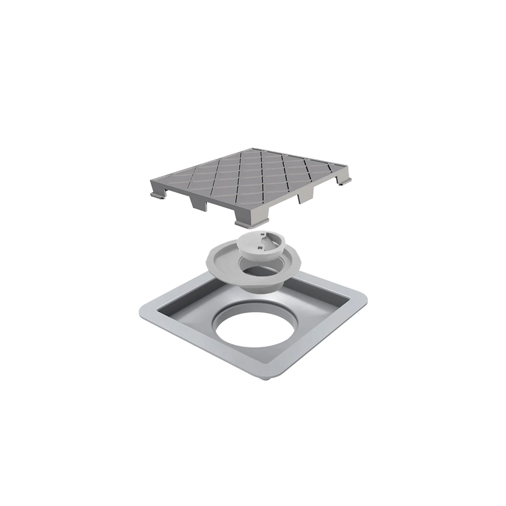 Ralo Linear Novii Seco Quadrado Tampa Oculta 15x15cm - 4665 - Ralo Linear Elleve