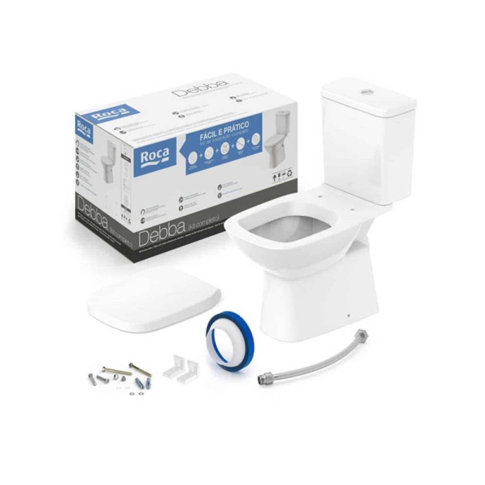 Kit Bacia Caixa Acoplada Completo Assento Termofixo Debba Classic Branco C329723000 - Roca