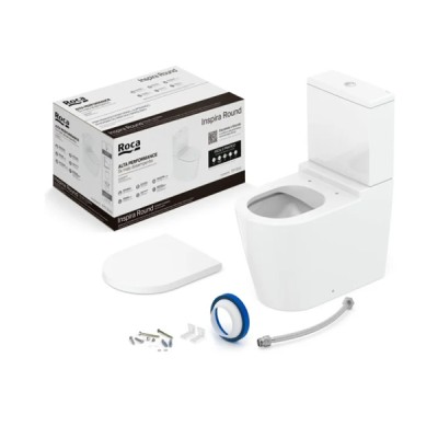Kit Bacia com Caixa Acoplada Completa Inspira Round Branco Brilhante C378723000 - Roca
