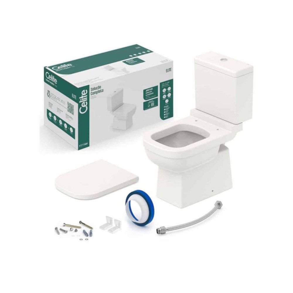 Kit De Bacia Com Caixa, Assento Termofixo E Complementos De Instalação Elite 1747230650300 - Celite