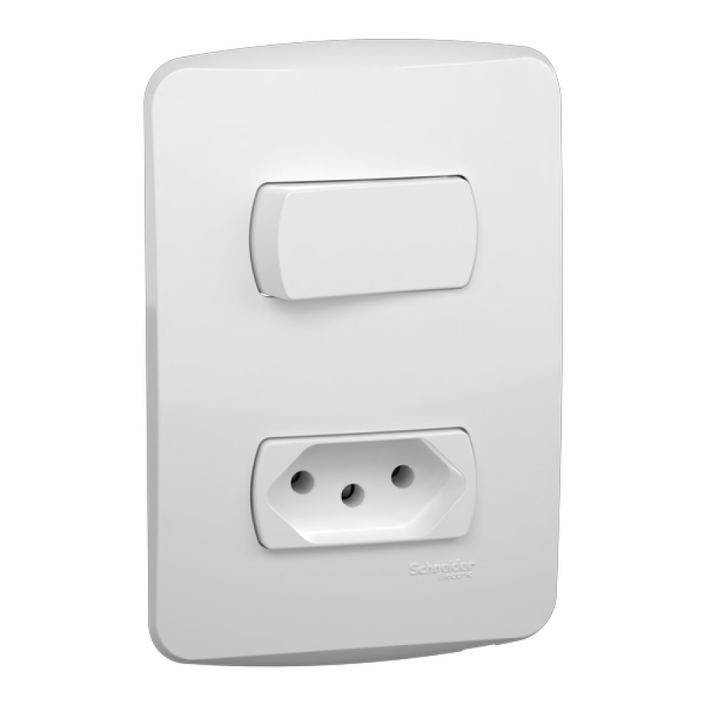 Conjunto 1Interruptor simples + 1Tomada 2P+T 10A 250V Miluz S3B69030 - Schneider