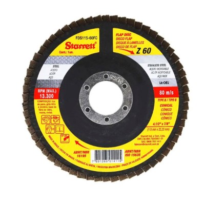 Disco de Flap em Fibra de Vidro 115mm Grão 60 Starrett
