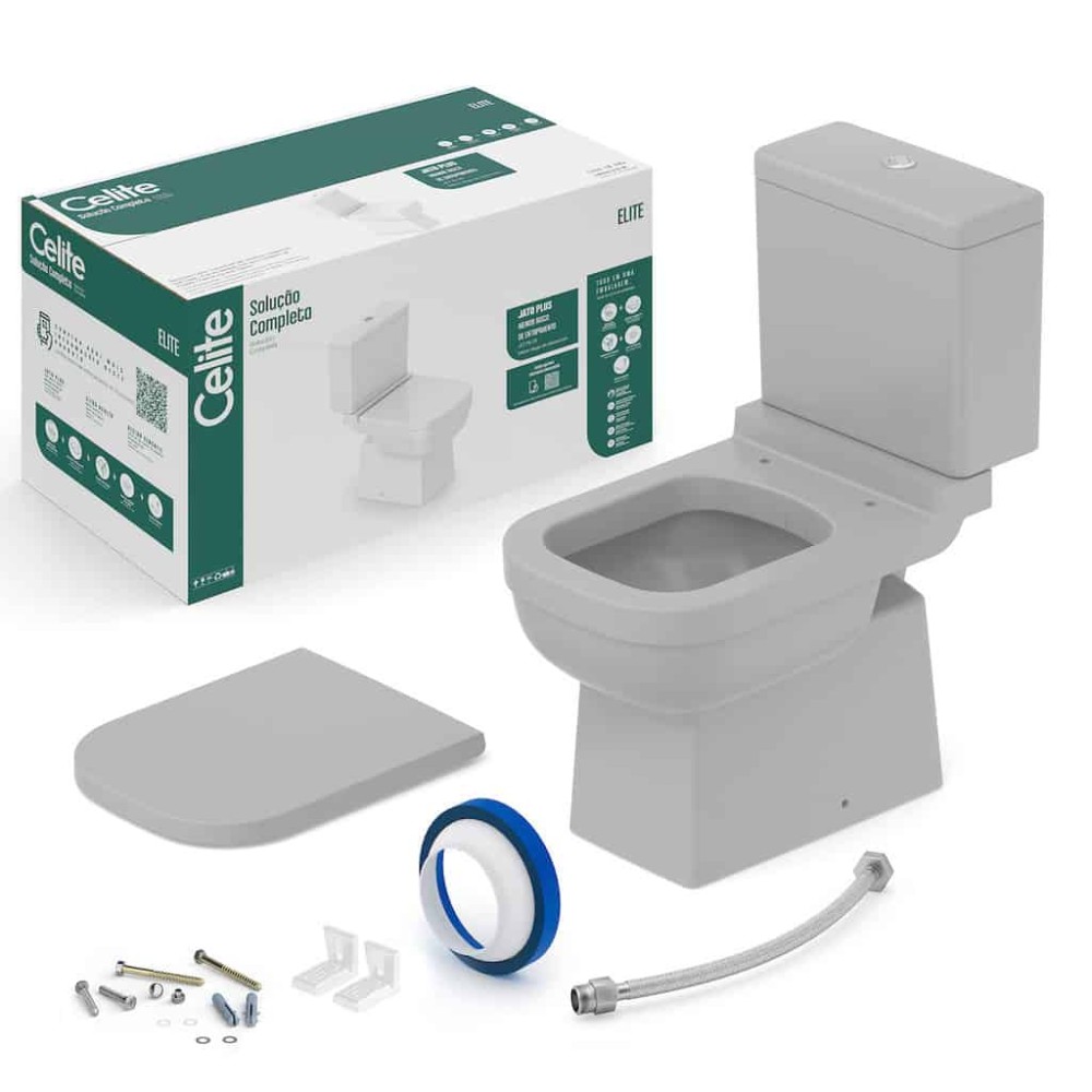 Kit De Bacia Com Caixa, Assento Termofixo E Complementos De Instalação Elite 1747230070300 - Celite