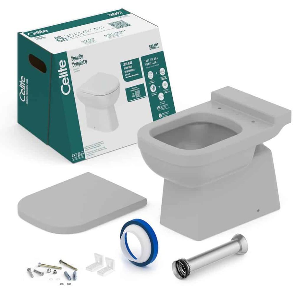 Kit De Bacia Convencional, Assento Termofixo E Complementos De Instalação Elite 1747270070300 - Celite