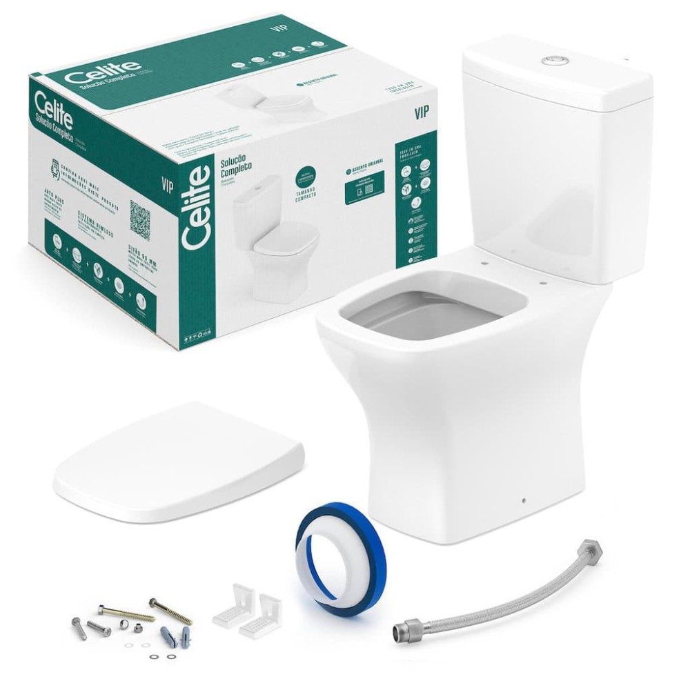 Kit De Bacia Rimless Com Caixa Acoplada 3/6L E Itens De Instalação Vip 1977230012300 - Celite