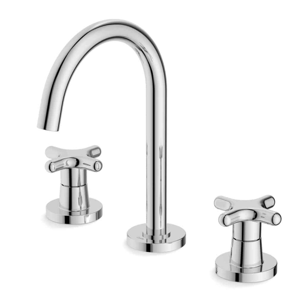 Misturador Para Lavatório De Mesa 3 Furos Bica Alta Com Válvula Cross B5002F6CRB - Celite
