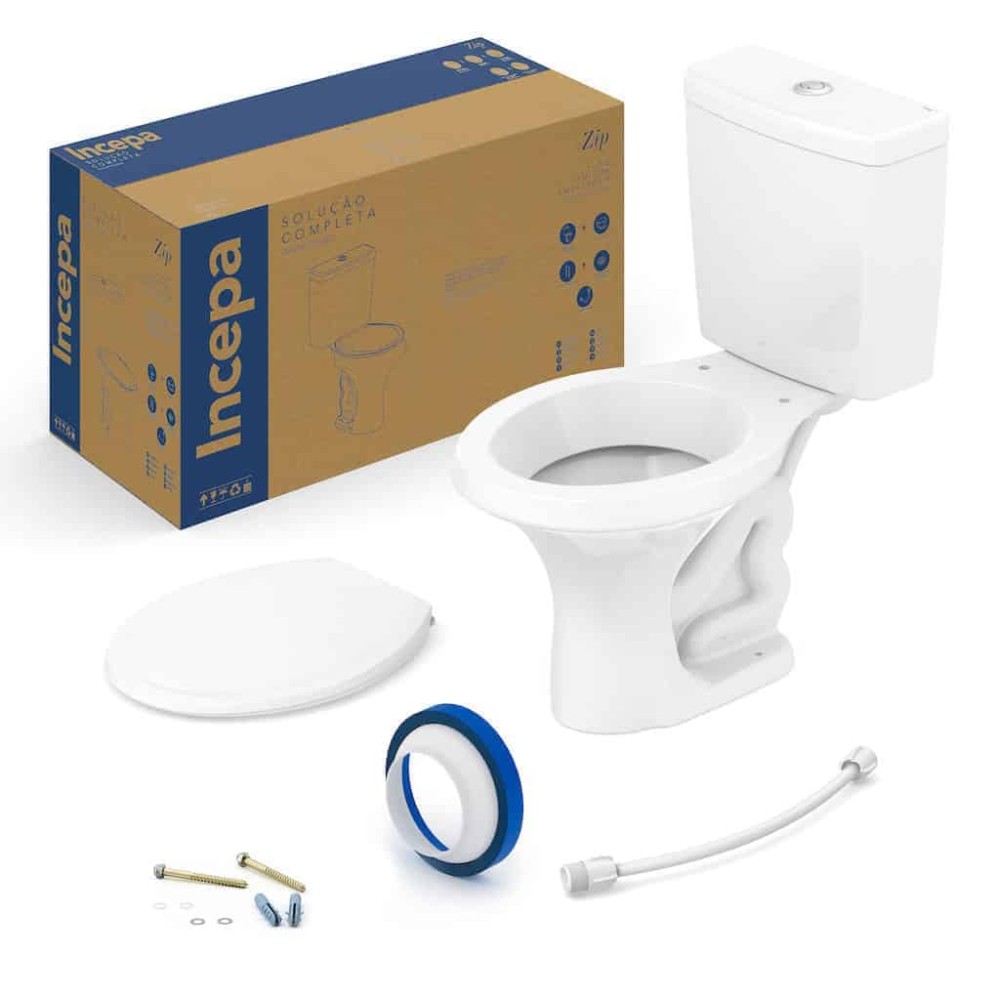 Kit De Bacia Com Caixa Acoplada 3/6L E Itens De Instalação Zip 1467230010100 - Incepa