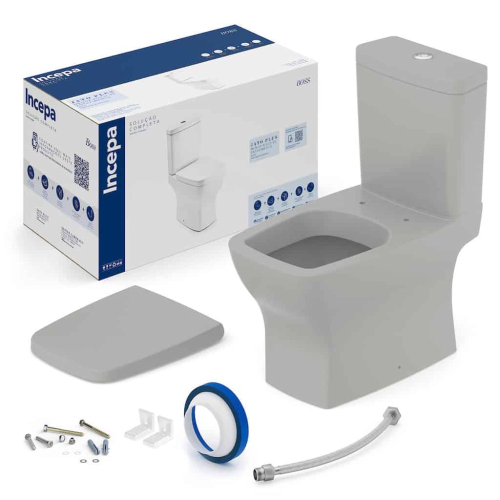 Kit De Bacia Com Caixa Acoplada Com Assento Termofixo E Itens De Instalação Boss 1897230071108 - Incepa