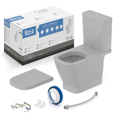 Kit Bacia Caixa Acoplada Itens De Instalação Gap Stone C323723017 Roca