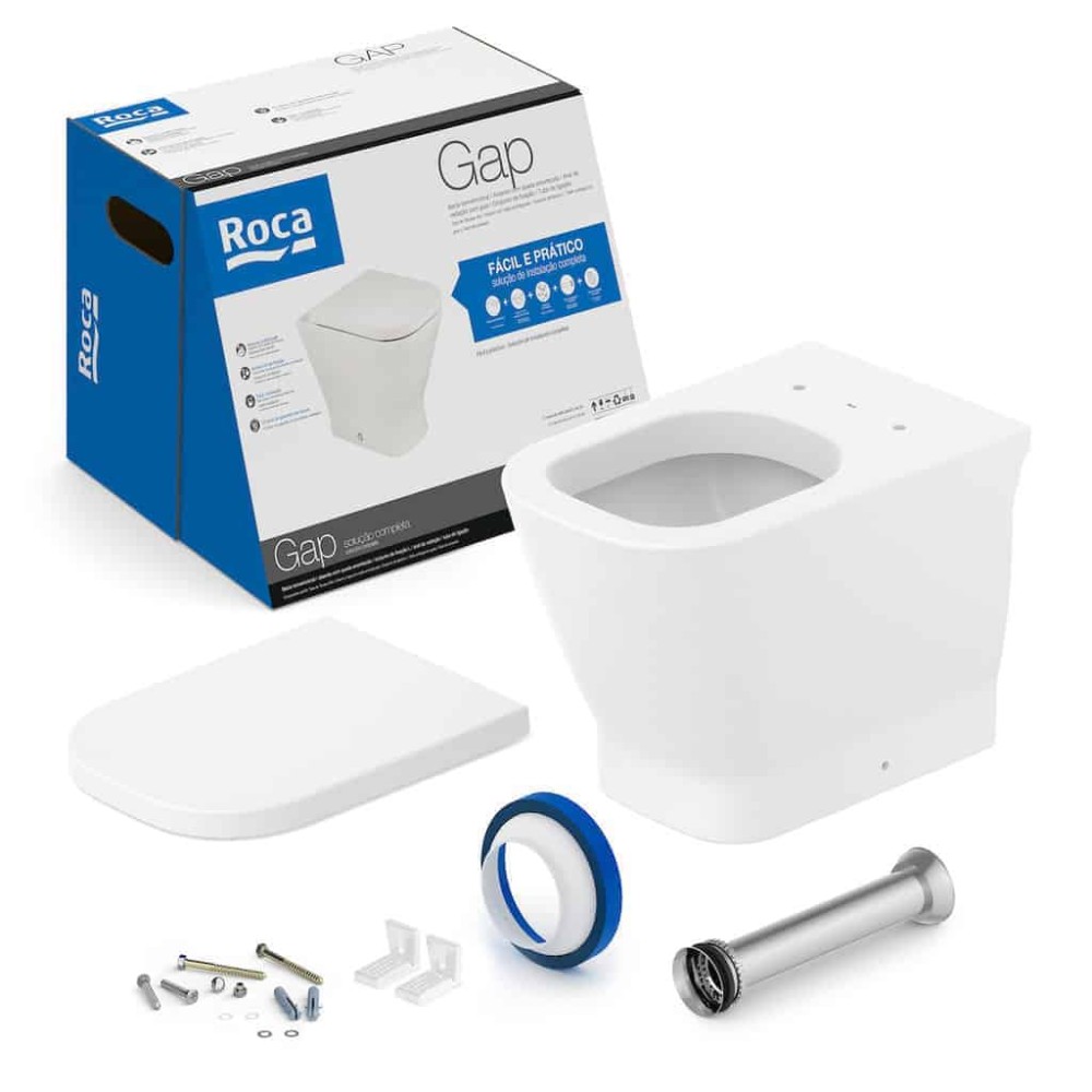 Kit Bacia Convencional e Itens De Instalação Gap Branco Matte C323727007 - Roca